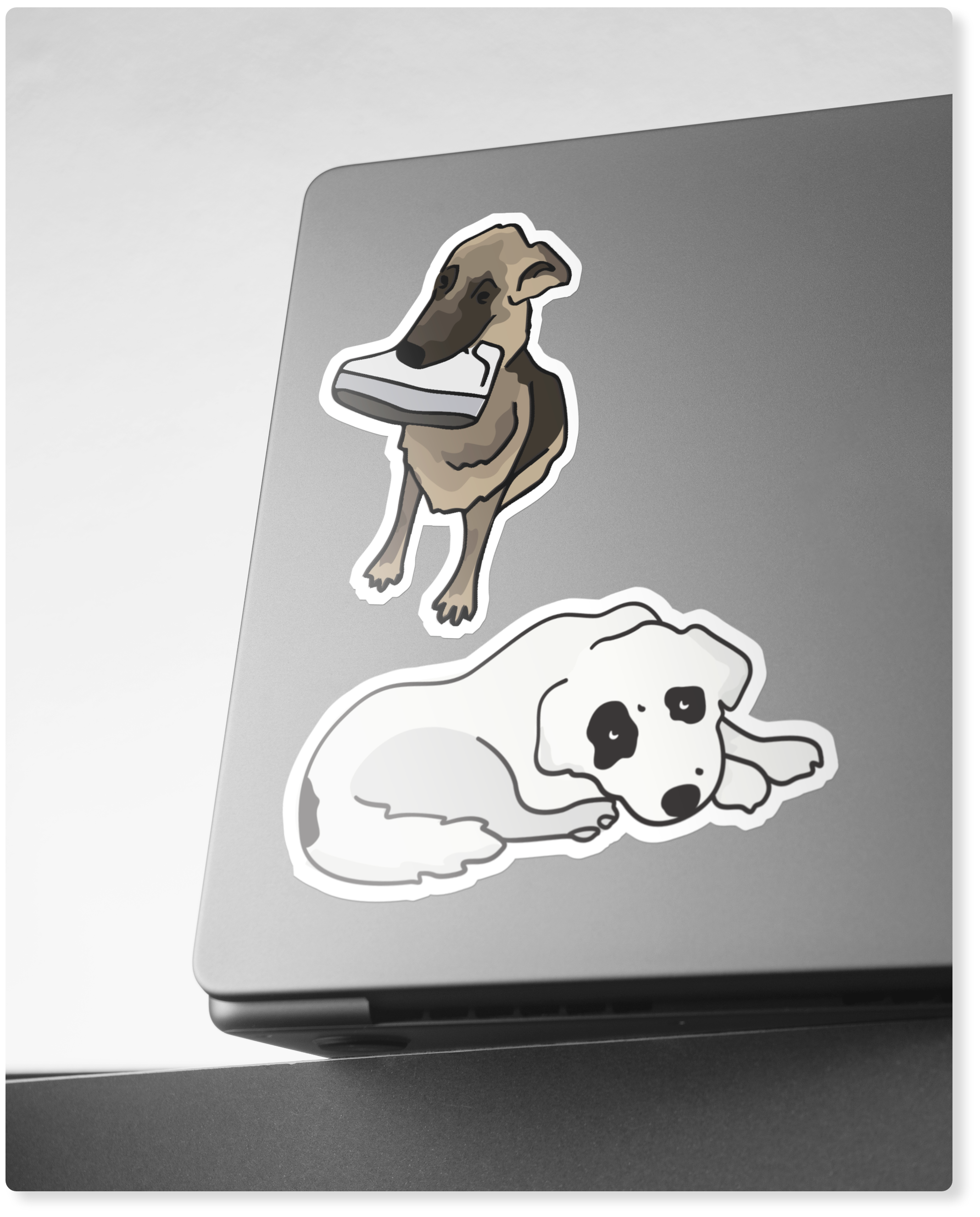 dog sticker laptop mock